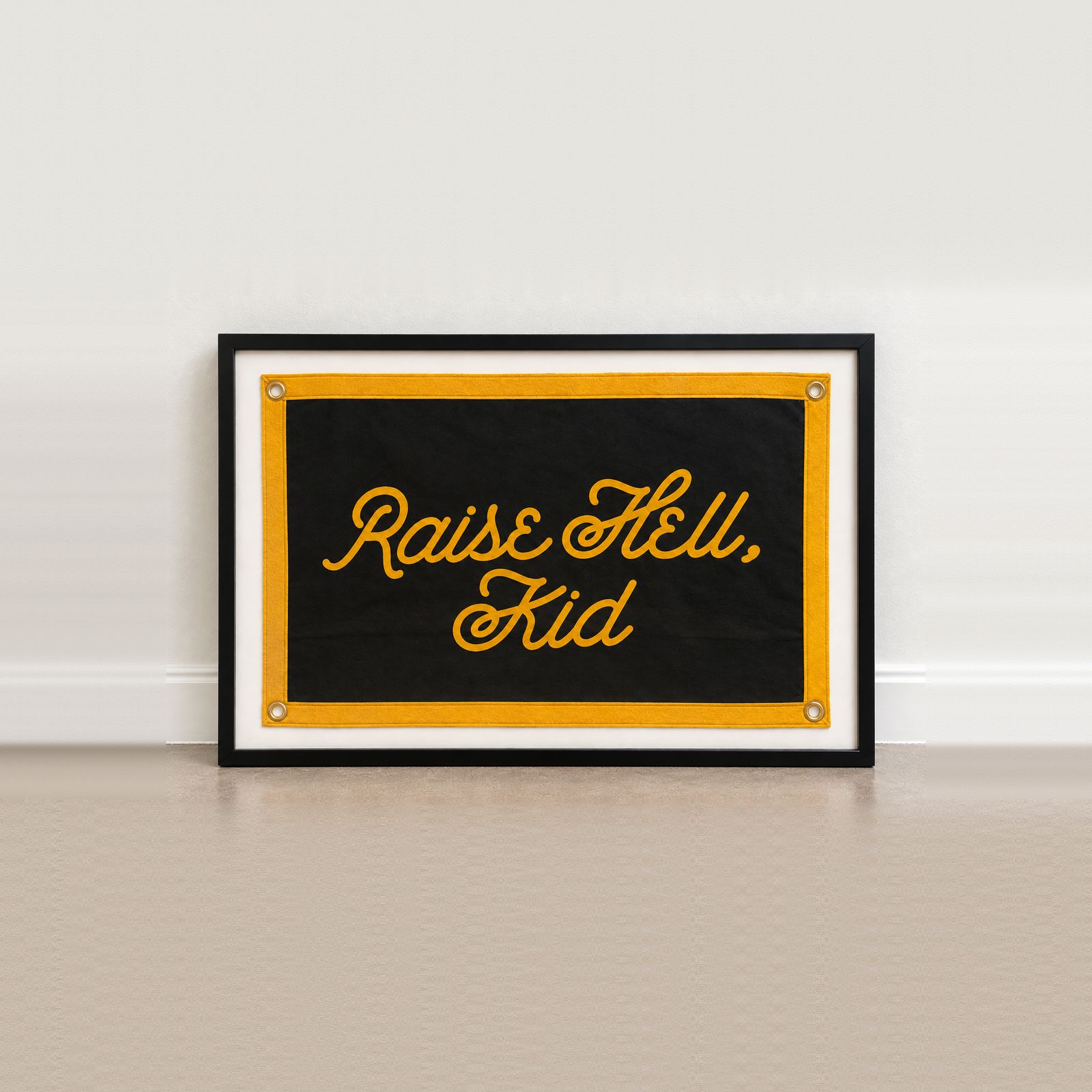 Raise Hell, Kid — Framed Camp Flag