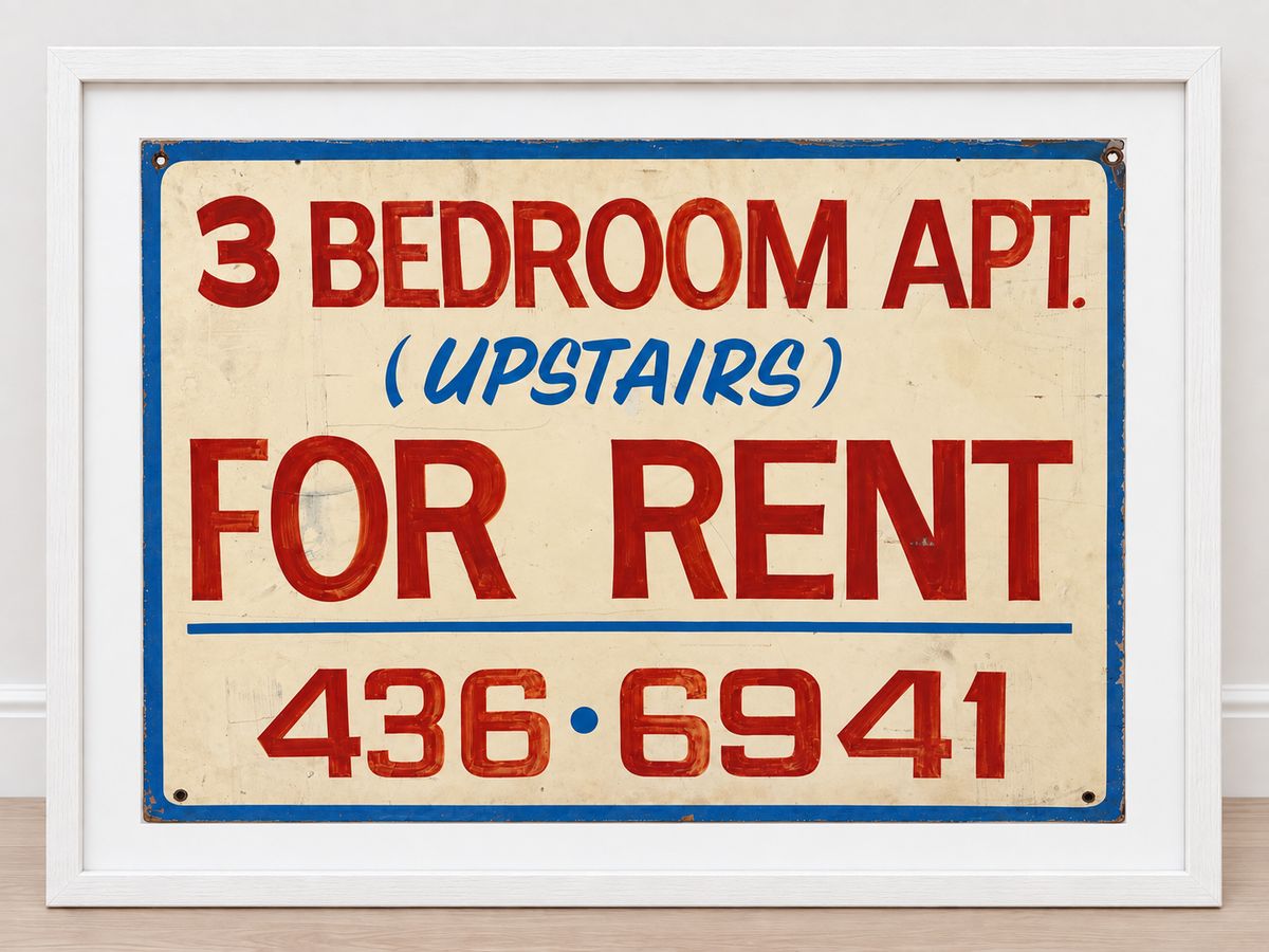 3 Bedroom Apt For Rent 436-6941 Painted Metal Sign