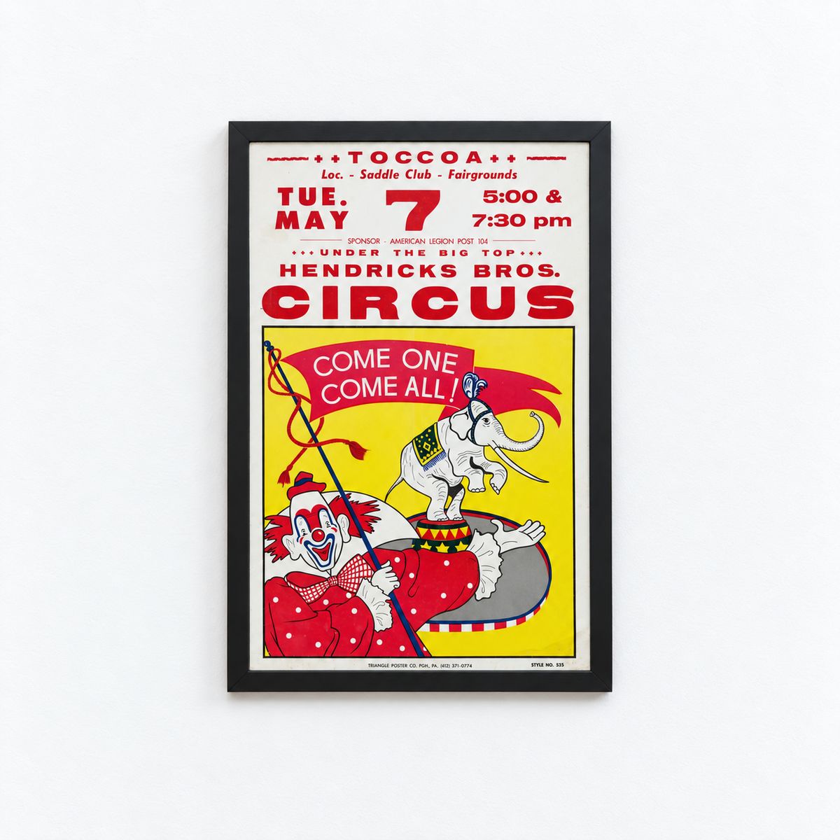 Hendricks Bros. Circus - Toccoa Clown and Elephant Poster