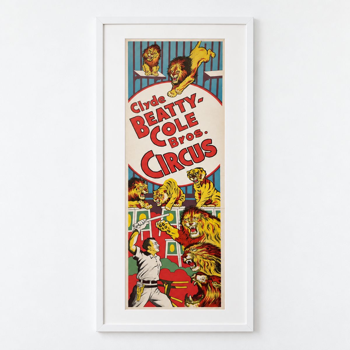 Clyde Beatty Cole Bros. Circus - Caged Cats and Trainer Banner Poster