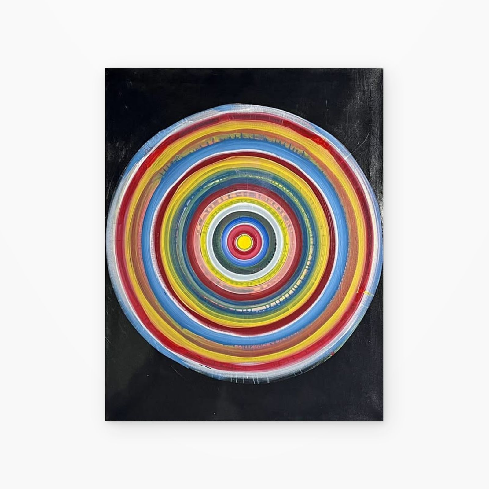 Multicolor Concentric-Circles Artwork on Black