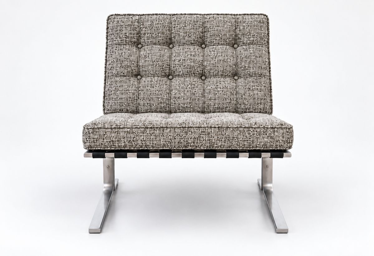 Vintage Barcelona-Style Chrome Lounge Chair Frame