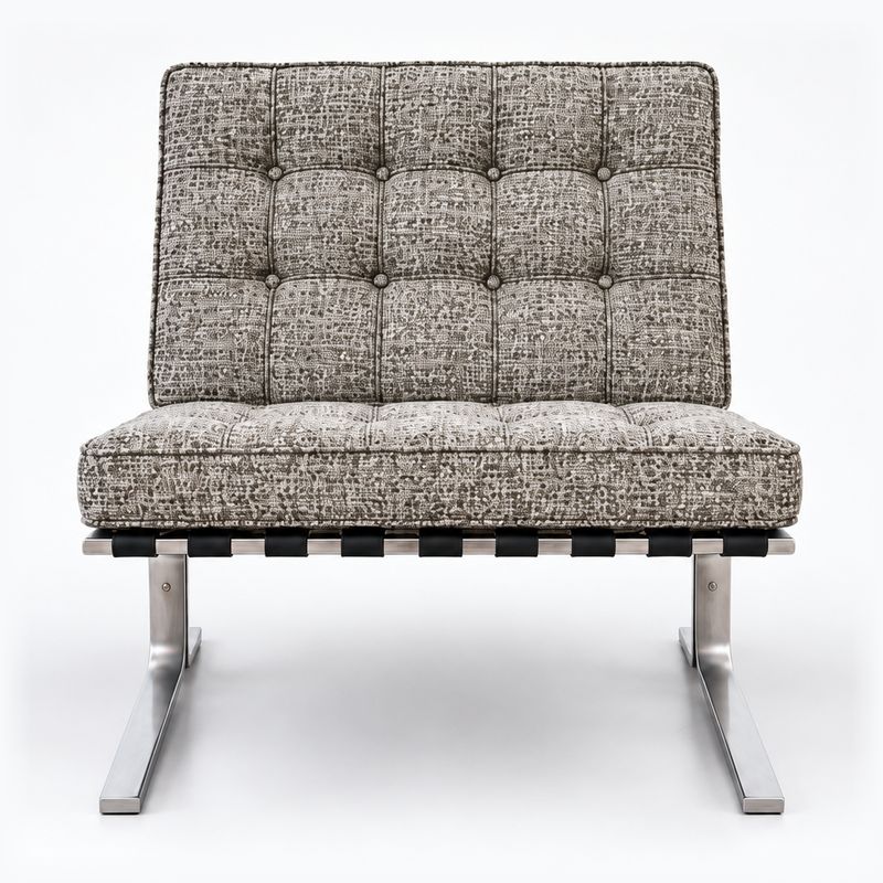 Vintage Barcelona-Style Chrome Lounge Chair Frame