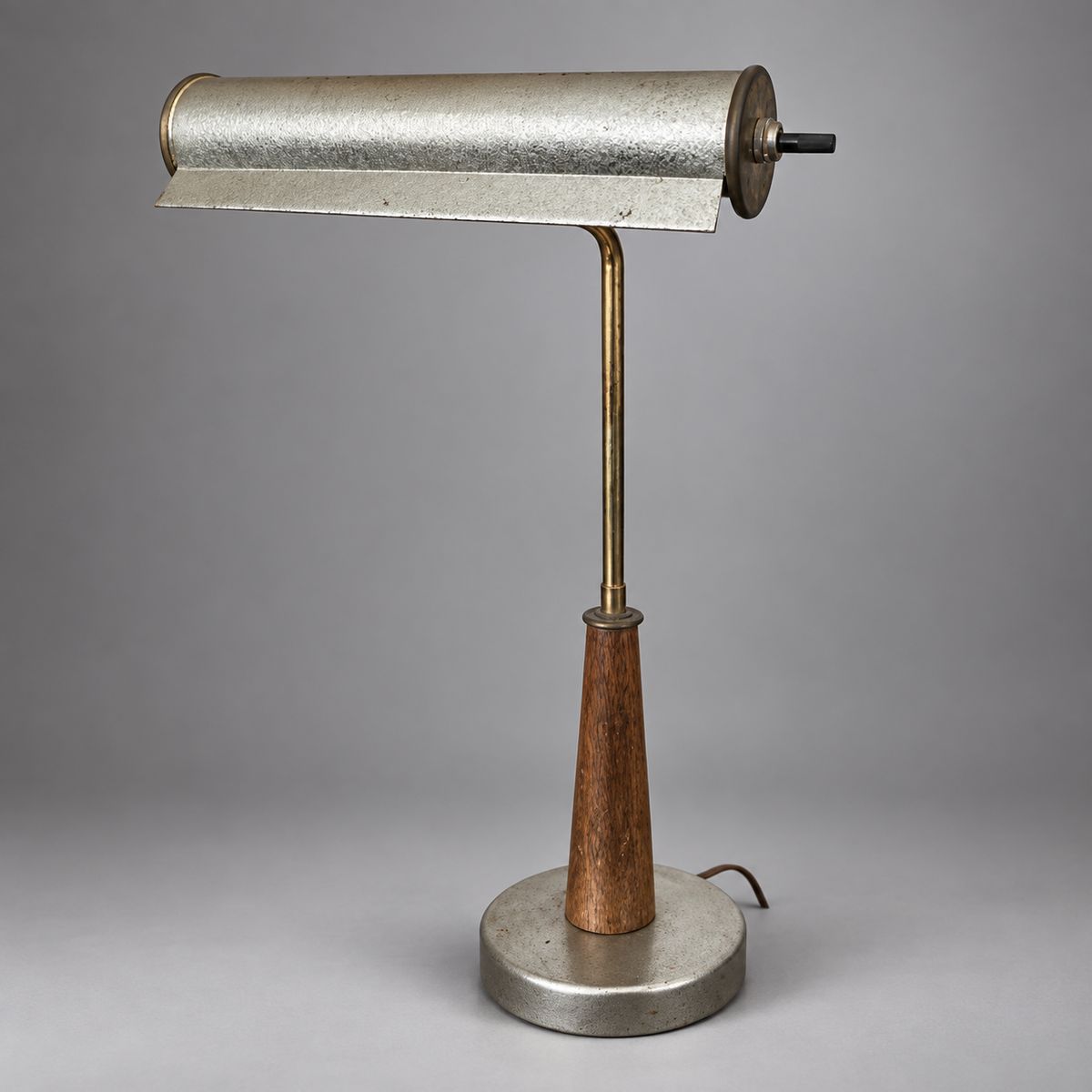 Adjustable Brass and Wood Task Lamp