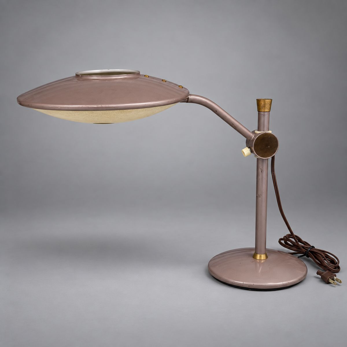 Mauve Saucer-Shade Adjustable Desk Lamp
